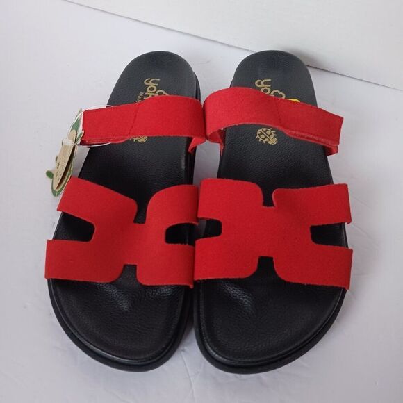 Yokono Women's Red Leather Mules Sandal size 40 US size 9M - Picture 1 of 7
